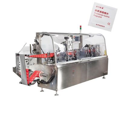 Vollautomatische 4-seitige Versiegelungsmaschine für nasse Wippe-Verpackungen Einzelbeutel Alkohol-Swab-Verpackungsmaschine